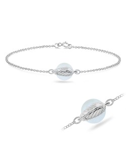 White Pearl Cover by Leaf Silver Bracelet BRS-217